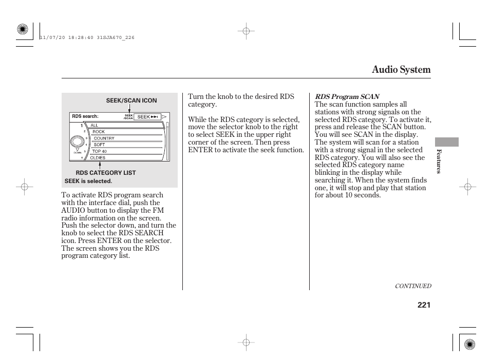 Audio system | Acura 2012 RL User Manual | Page 227 / 562