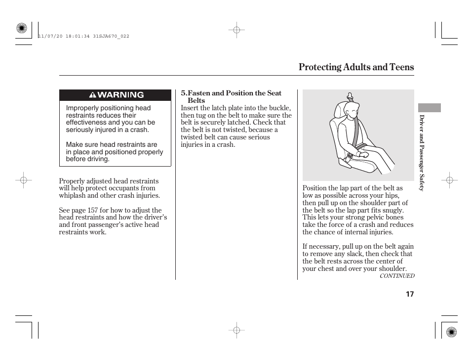 Protecting adults and teens | Acura 2012 RL User Manual | Page 23 / 562
