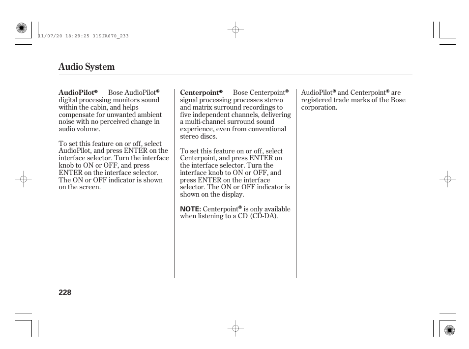 Audio system | Acura 2012 RL User Manual | Page 234 / 562