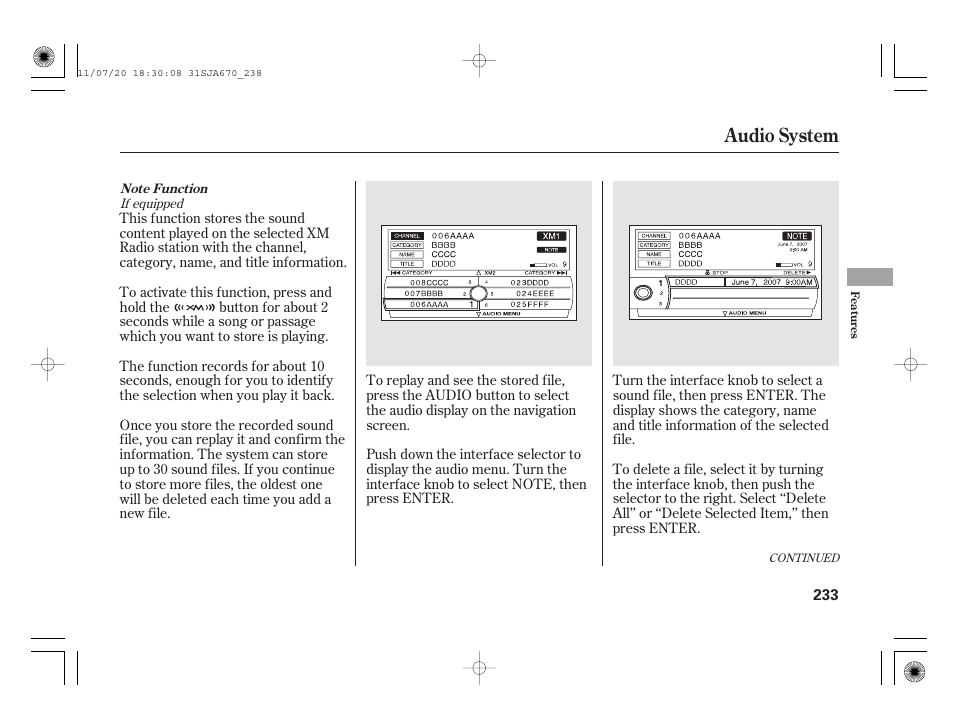 Audio system | Acura 2012 RL User Manual | Page 239 / 562