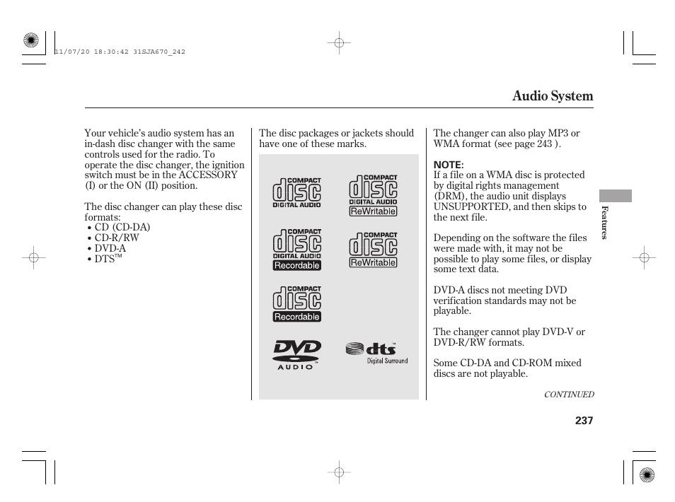 Audio system | Acura 2012 RL User Manual | Page 243 / 562