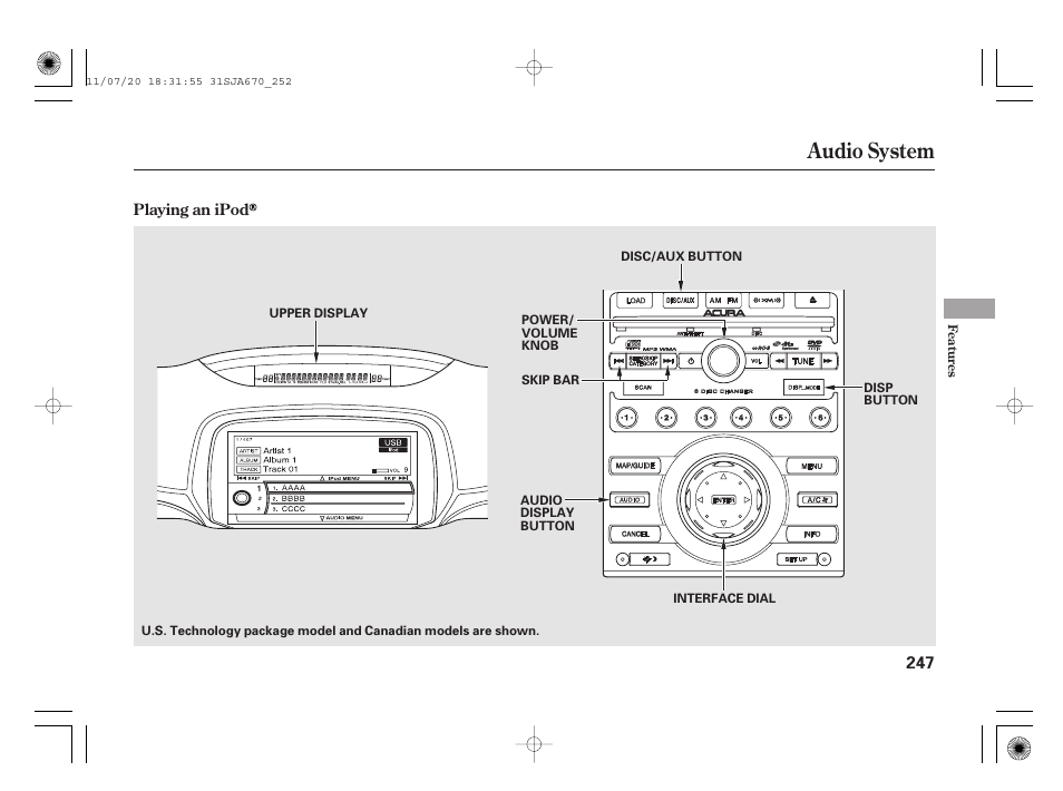 Audio system | Acura 2012 RL User Manual | Page 253 / 562