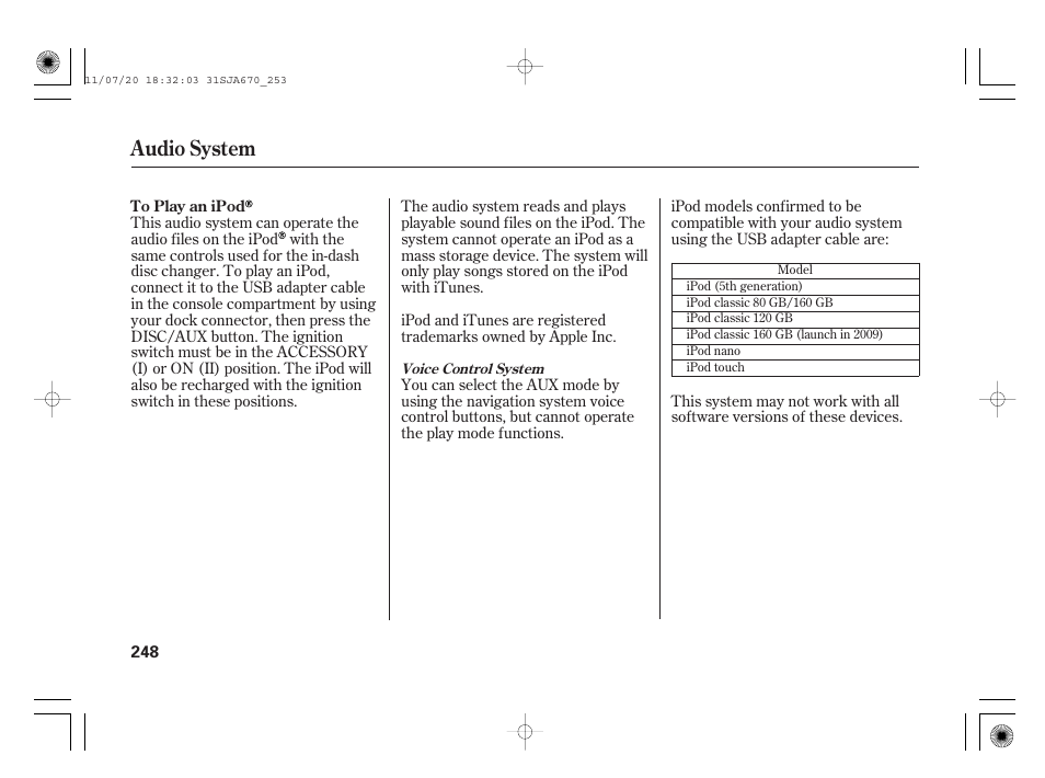 Audio system | Acura 2012 RL User Manual | Page 254 / 562