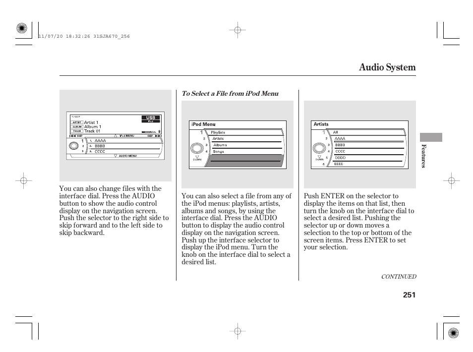 Audio system | Acura 2012 RL User Manual | Page 257 / 562