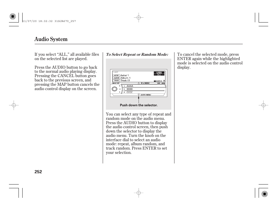 Audio system | Acura 2012 RL User Manual | Page 258 / 562
