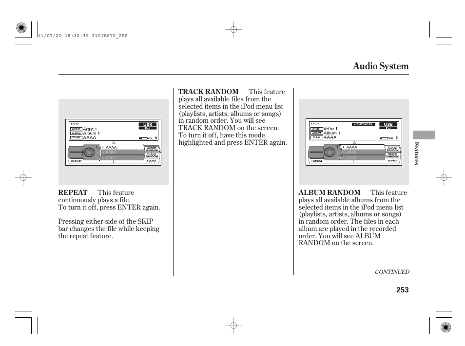 Audio system | Acura 2012 RL User Manual | Page 259 / 562