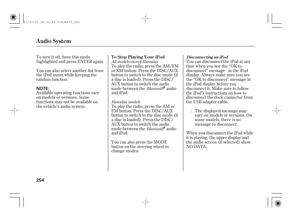 Audio system | Acura 2012 RL User Manual | Page 260 / 562