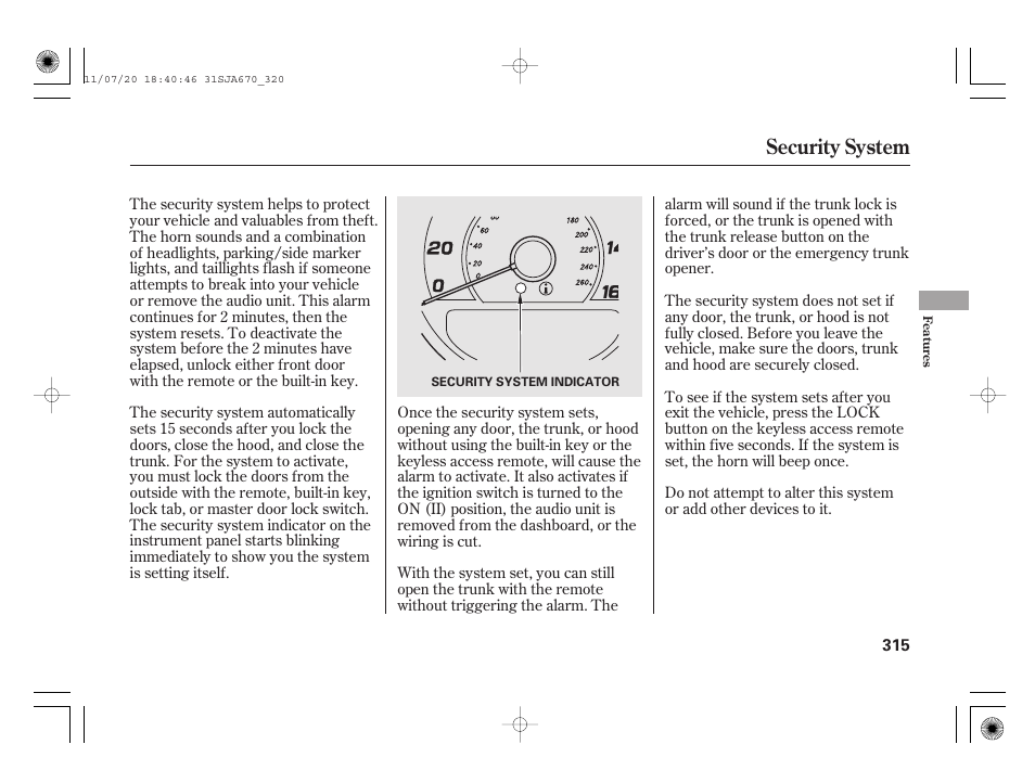 Security system | Acura 2012 RL User Manual | Page 321 / 562