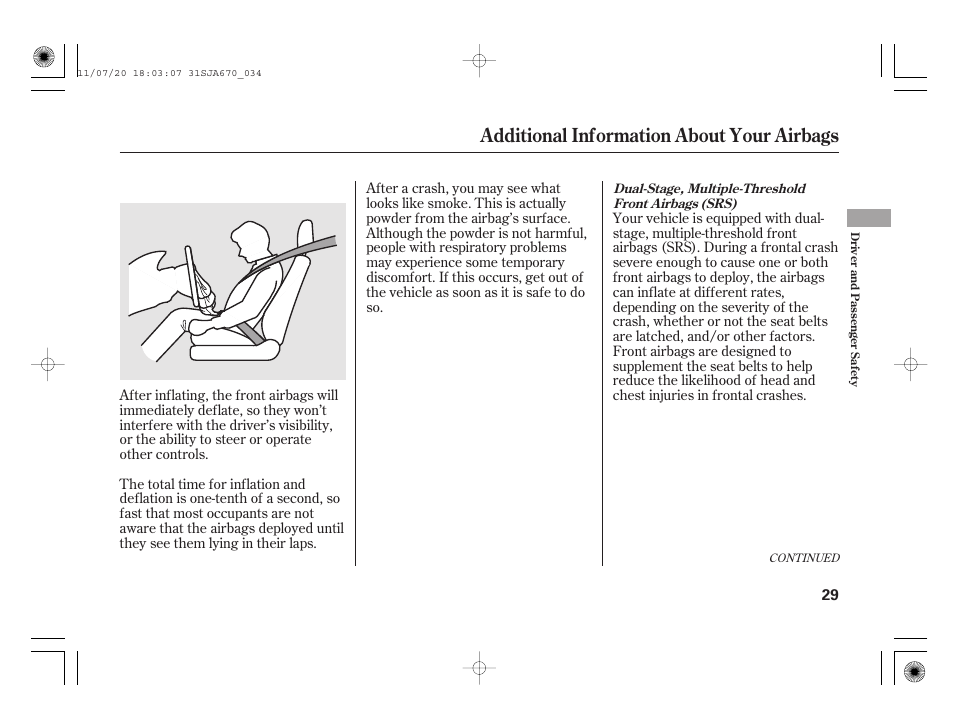 Additional information about your airbags | Acura 2012 RL User Manual | Page 35 / 562