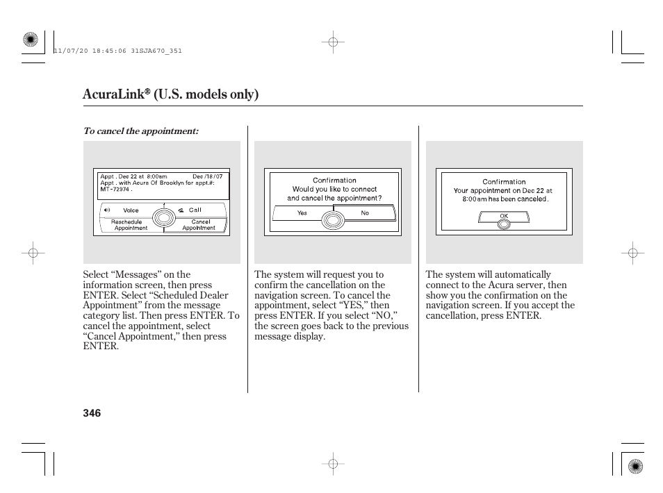 Acuralink (u.s. models only) | Acura 2012 RL User Manual | Page 352 / 562