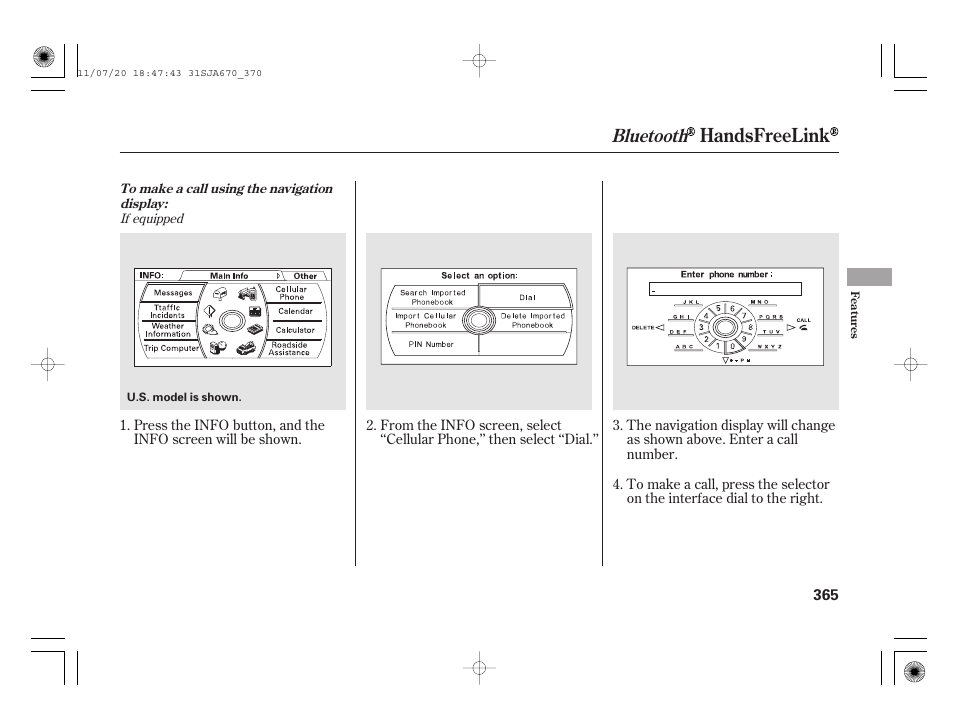 Handsfreelink, Bluetooth | Acura 2012 RL User Manual | Page 371 / 562