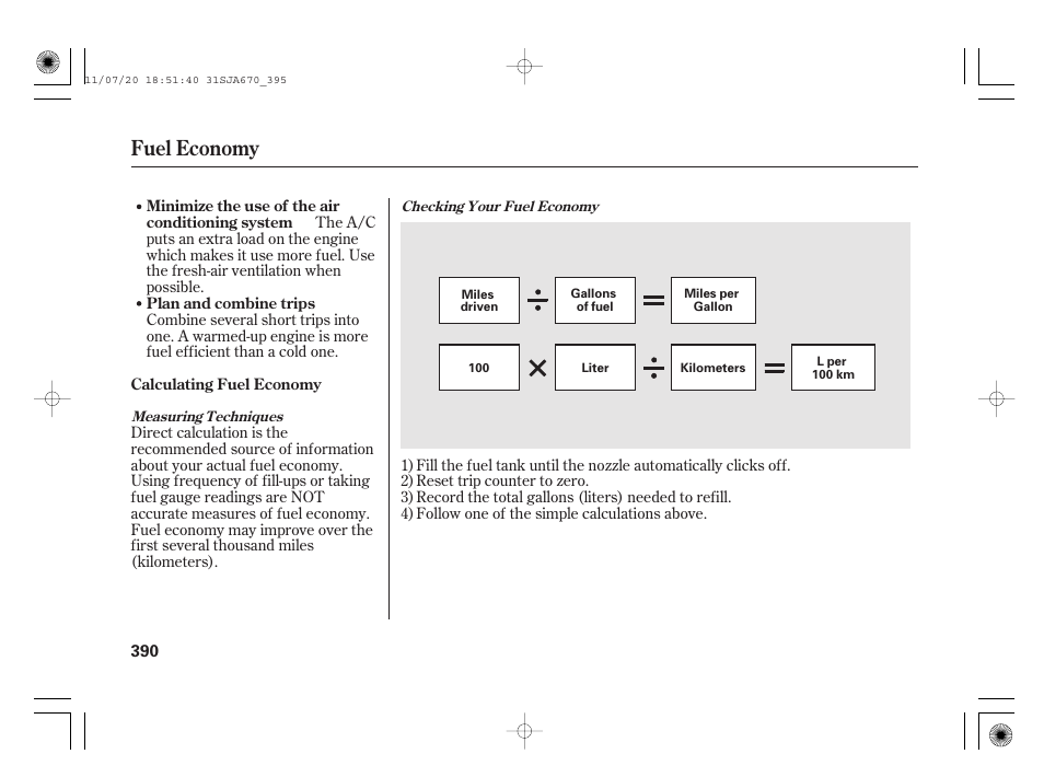 Fuel economy | Acura 2012 RL User Manual | Page 396 / 562