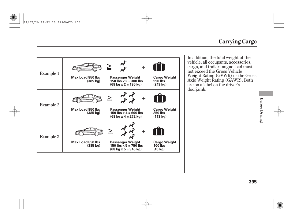 Carrying cargo | Acura 2012 RL User Manual | Page 401 / 562