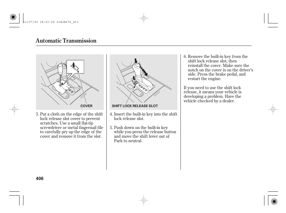 Automatic transmission | Acura 2012 RL User Manual | Page 412 / 562