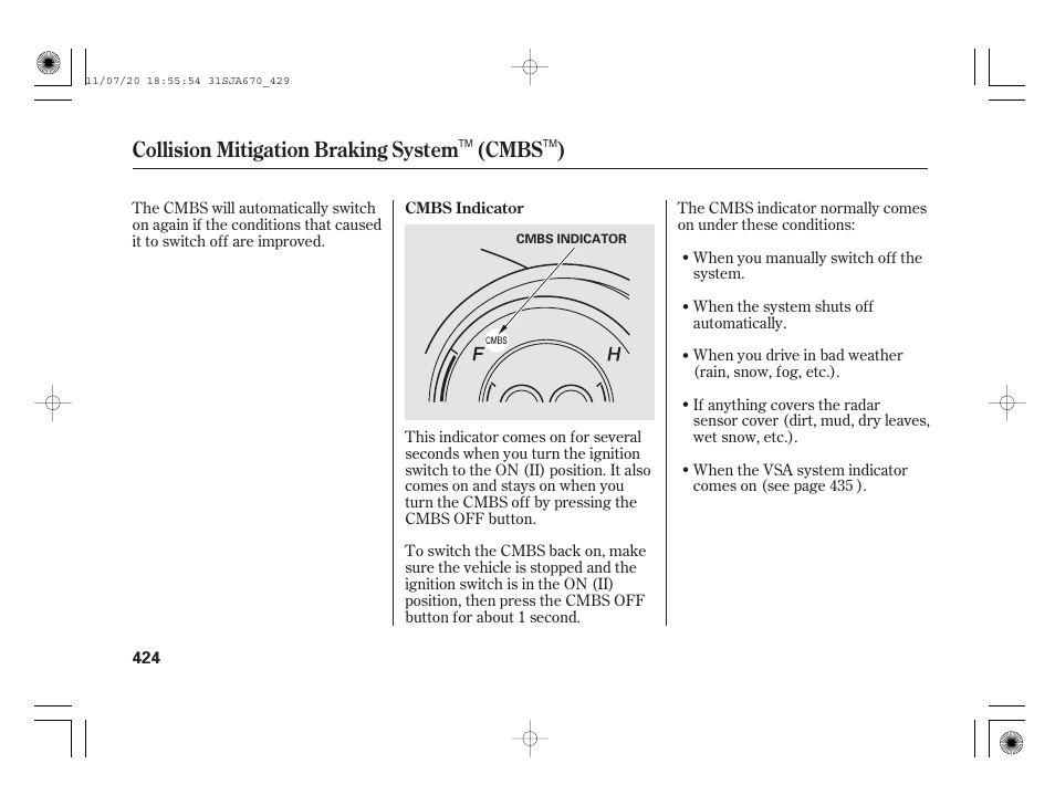 Collision mitigation braking system (cmbs ) | Acura 2012 RL User Manual | Page 430 / 562