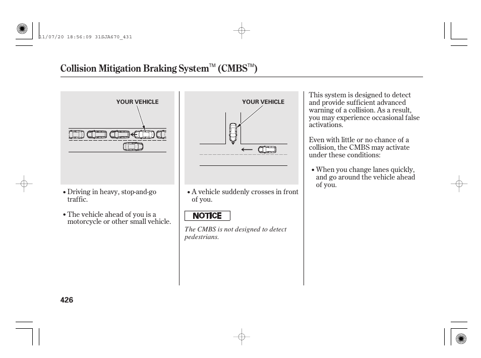 Collision mitigation braking system (cmbs ) | Acura 2012 RL User Manual | Page 432 / 562