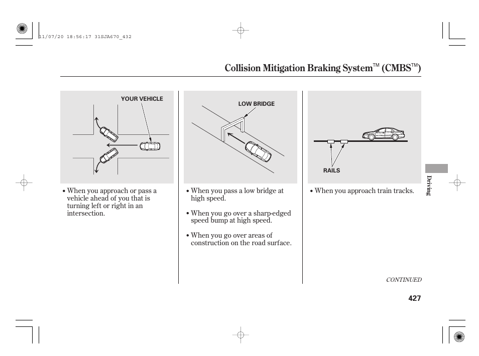 Collision mitigation braking system (cmbs ) | Acura 2012 RL User Manual | Page 433 / 562