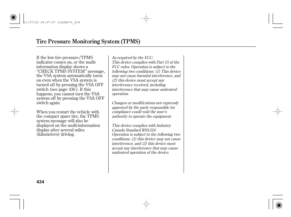 Tire pressure monitoring system (tpms) | Acura 2012 RL User Manual | Page 440 / 562