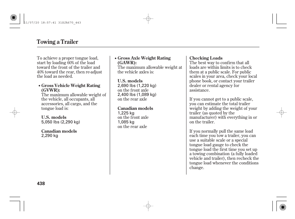 Towing a trailer | Acura 2012 RL User Manual | Page 444 / 562