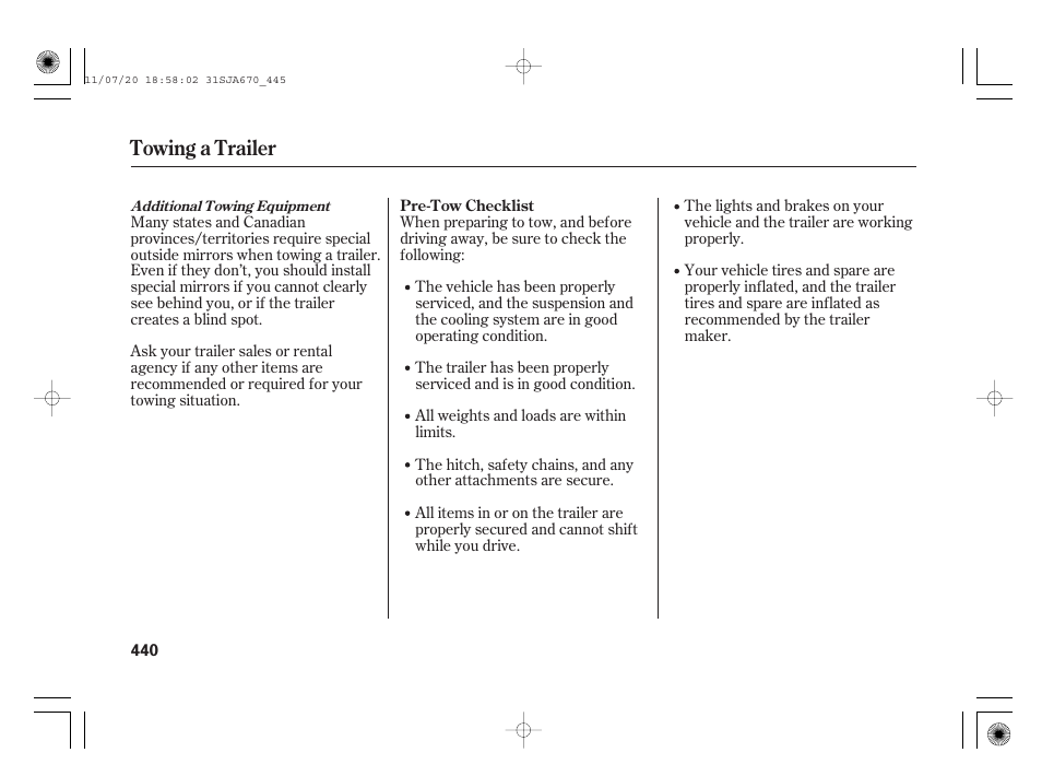 Towing a trailer | Acura 2012 RL User Manual | Page 446 / 562