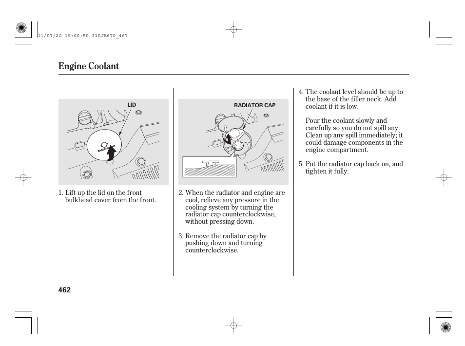 Engine coolant | Acura 2012 RL User Manual | Page 468 / 562