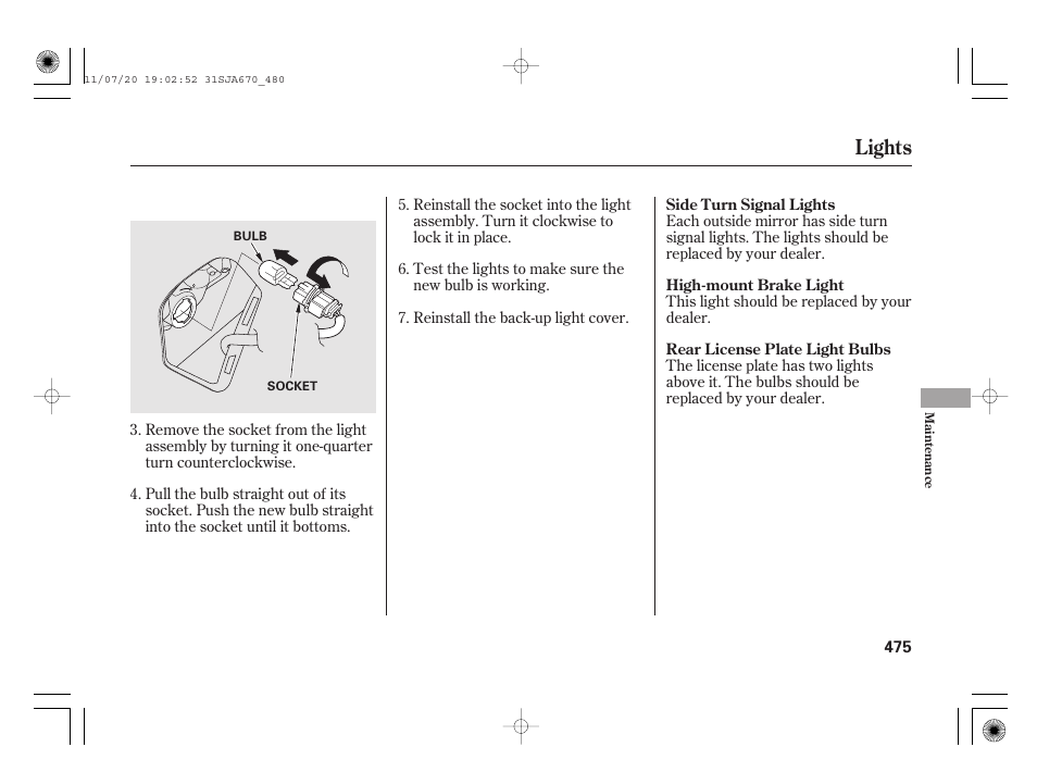 Lights | Acura 2012 RL User Manual | Page 481 / 562