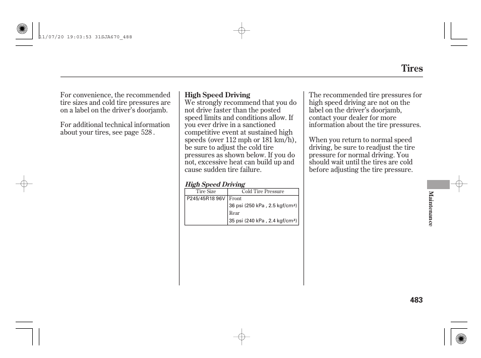 Tires | Acura 2012 RL User Manual | Page 489 / 562