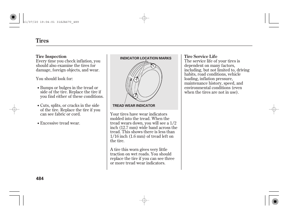 Tires | Acura 2012 RL User Manual | Page 490 / 562