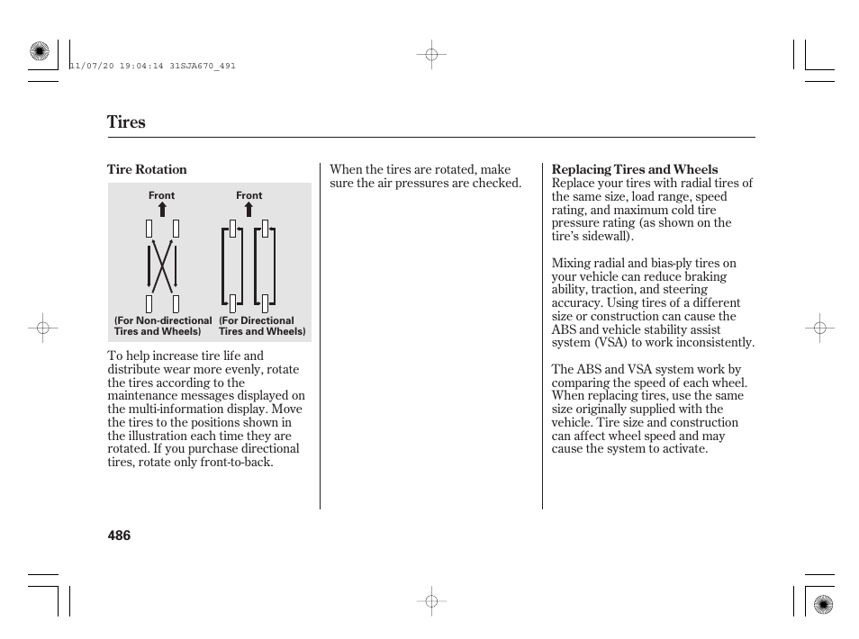 Tires | Acura 2012 RL User Manual | Page 492 / 562