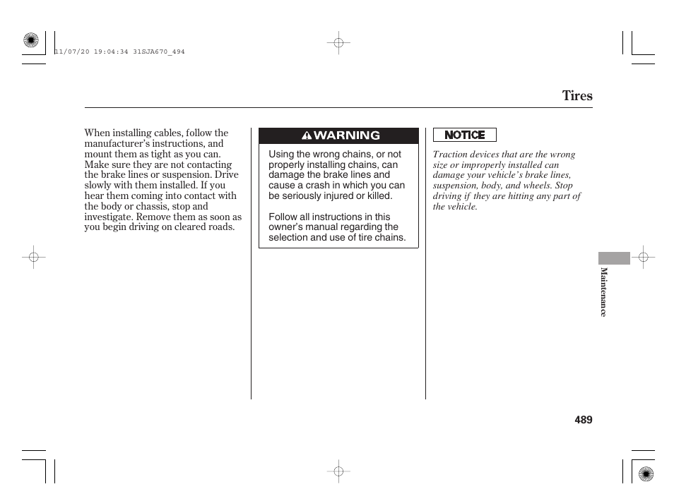 Tires | Acura 2012 RL User Manual | Page 495 / 562