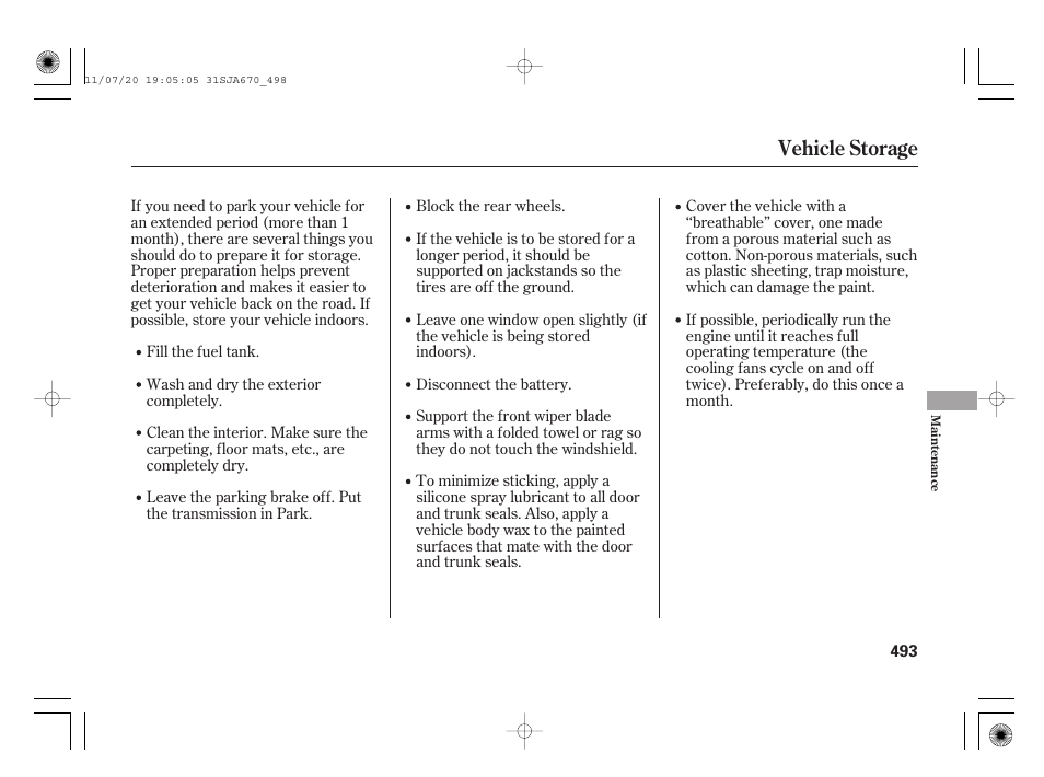 Vehicle storage | Acura 2012 RL User Manual | Page 499 / 562