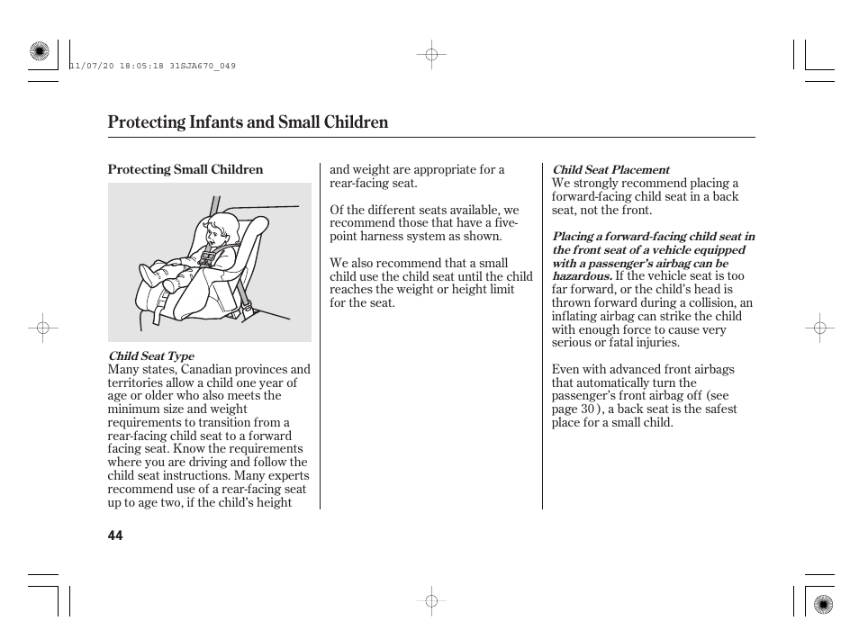 Protecting infants and small children | Acura 2012 RL User Manual | Page 50 / 562