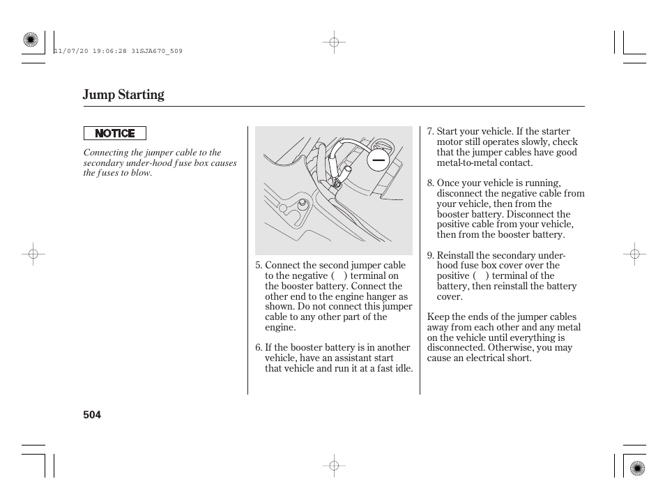 Jump starting | Acura 2012 RL User Manual | Page 510 / 562