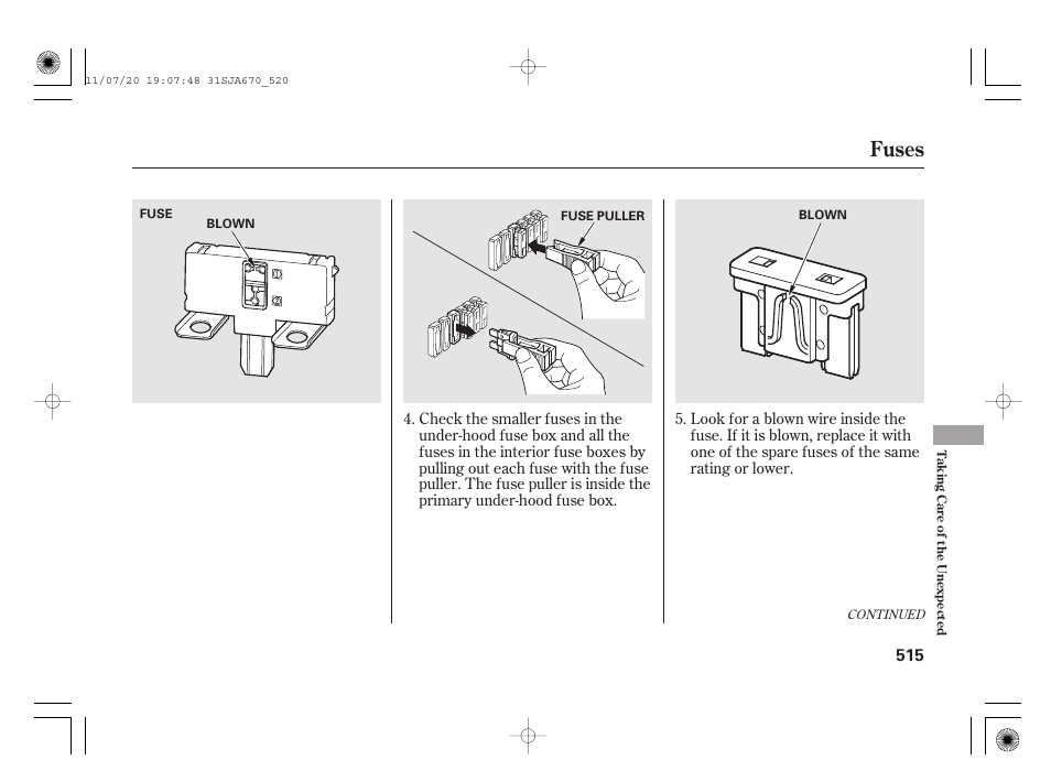 Fuses | Acura 2012 RL User Manual | Page 521 / 562