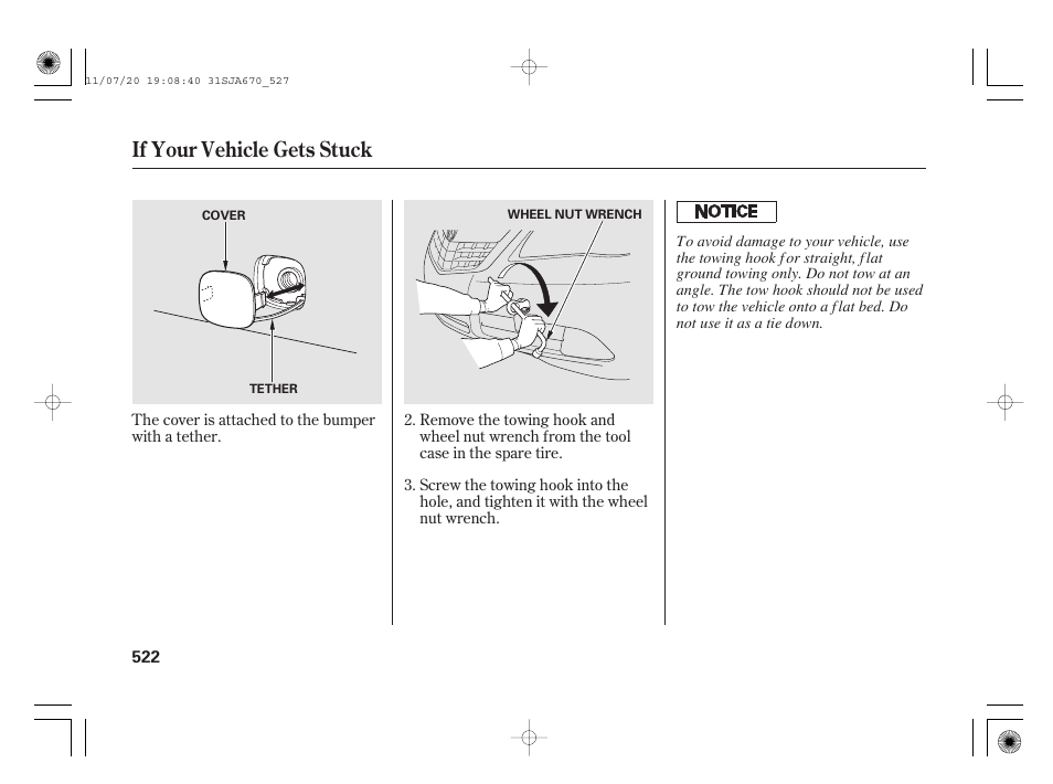 If your vehicle gets stuck | Acura 2012 RL User Manual | Page 528 / 562