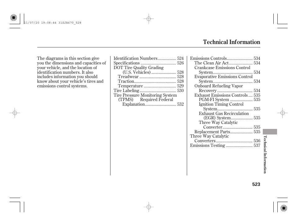 Technical information | Acura 2012 RL User Manual | Page 529 / 562