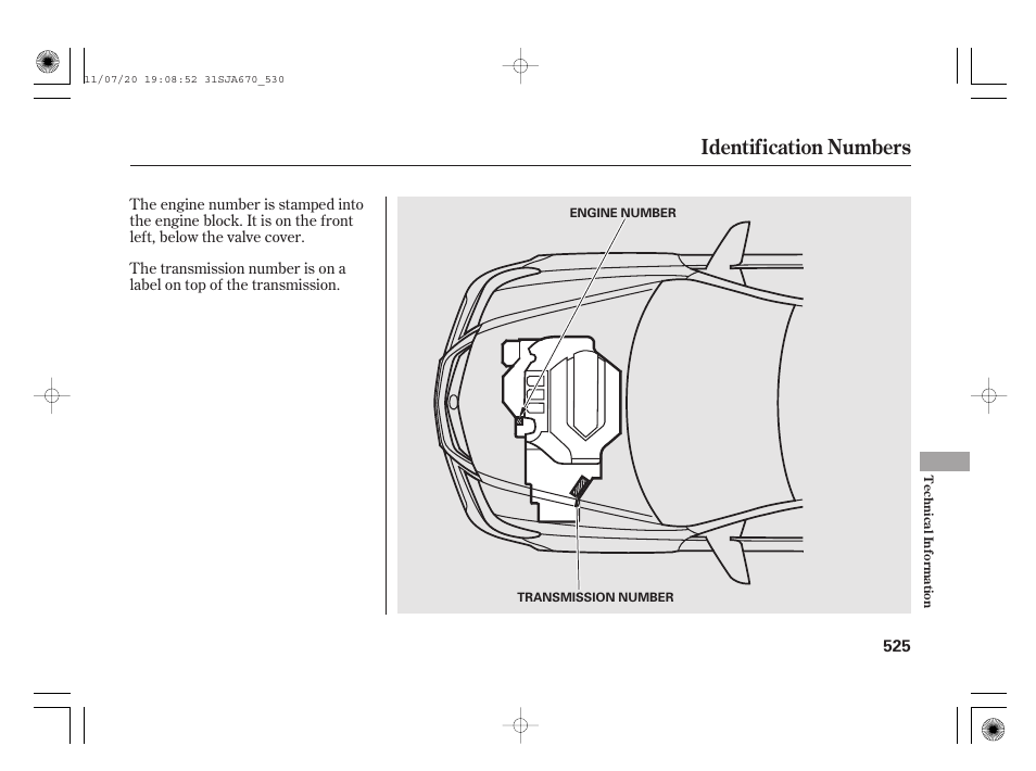 Identification numbers | Acura 2012 RL User Manual | Page 531 / 562