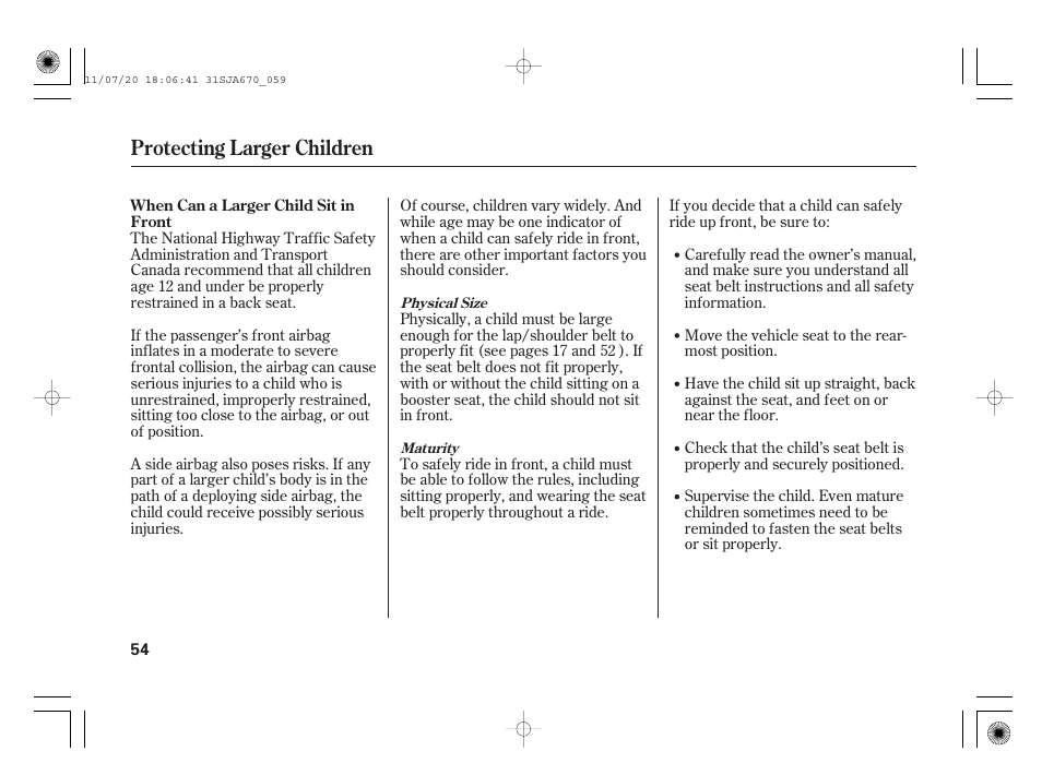 Protecting larger children | Acura 2012 RL User Manual | Page 60 / 562