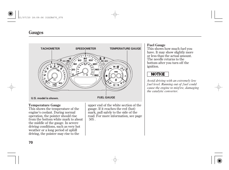 Gauges | Acura 2012 RL User Manual | Page 76 / 562