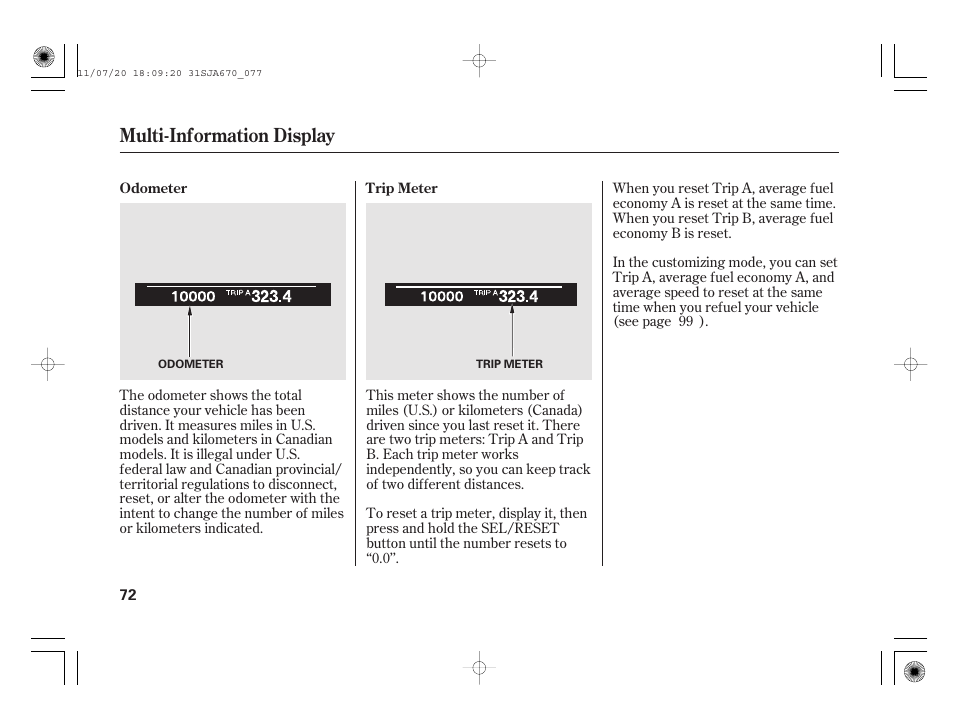 Multi-information display | Acura 2012 RL User Manual | Page 78 / 562