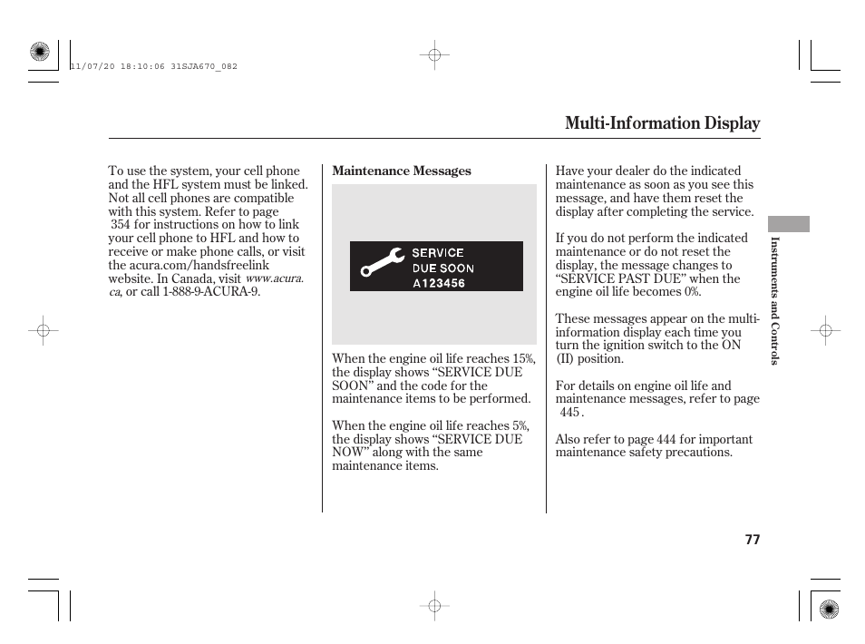 Multi-information display | Acura 2012 RL User Manual | Page 83 / 562