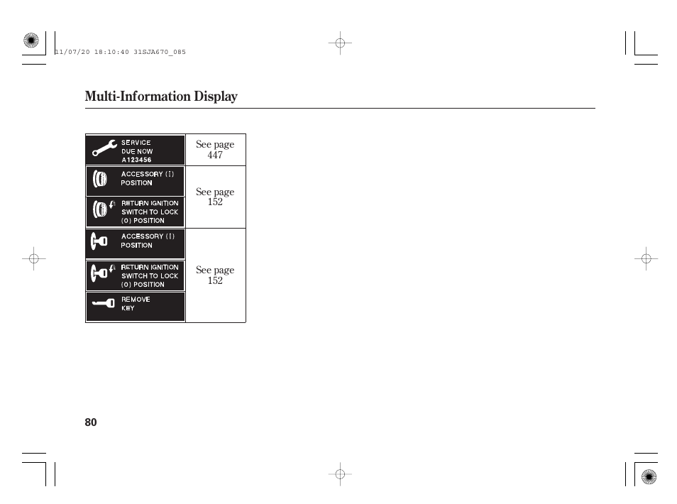 Multi-information display | Acura 2012 RL User Manual | Page 86 / 562