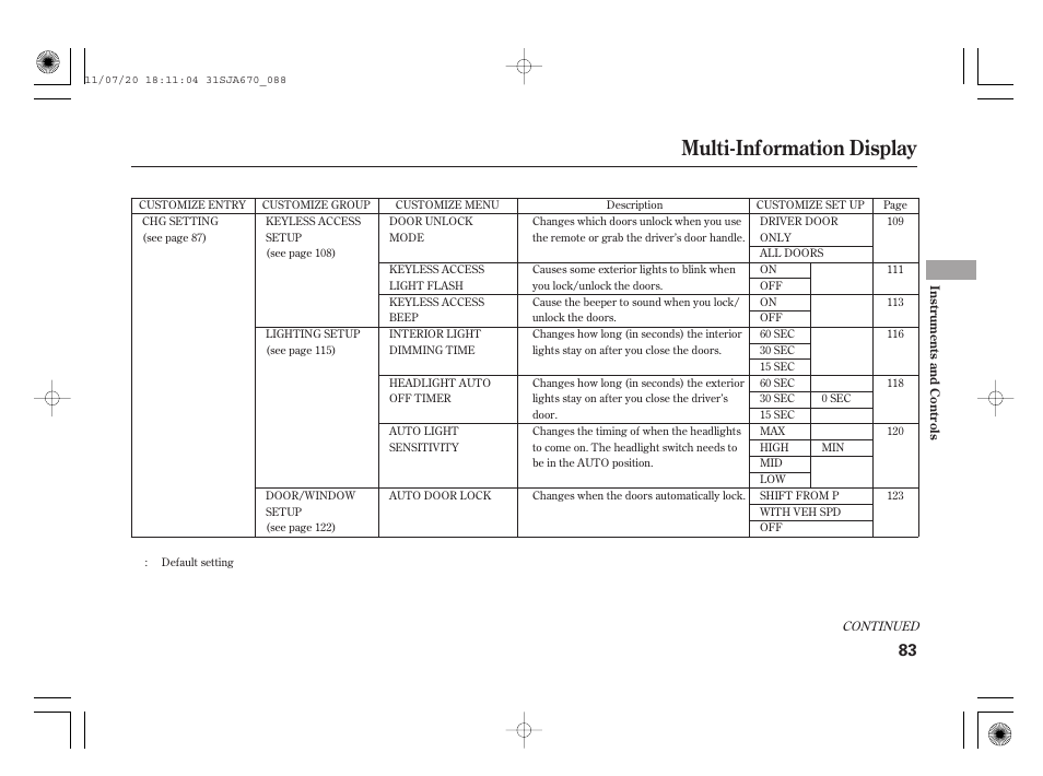 Multi-information display | Acura 2012 RL User Manual | Page 89 / 562