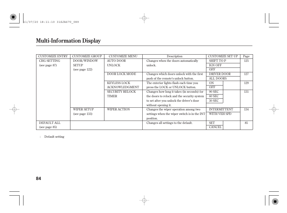 Multi-information display | Acura 2012 RL User Manual | Page 90 / 562