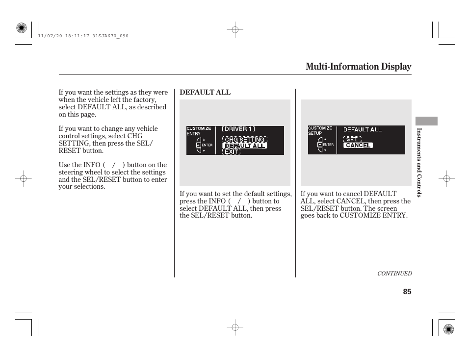 Multi-information display | Acura 2012 RL User Manual | Page 91 / 562