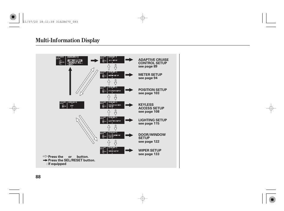 Multi-information display | Acura 2012 RL User Manual | Page 94 / 562