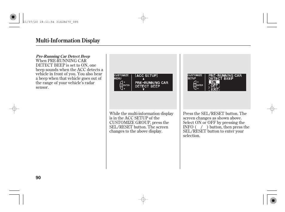 Multi-information display | Acura 2012 RL User Manual | Page 96 / 562