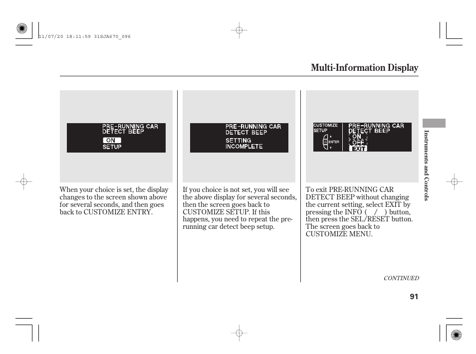 Multi-information display | Acura 2012 RL User Manual | Page 97 / 562