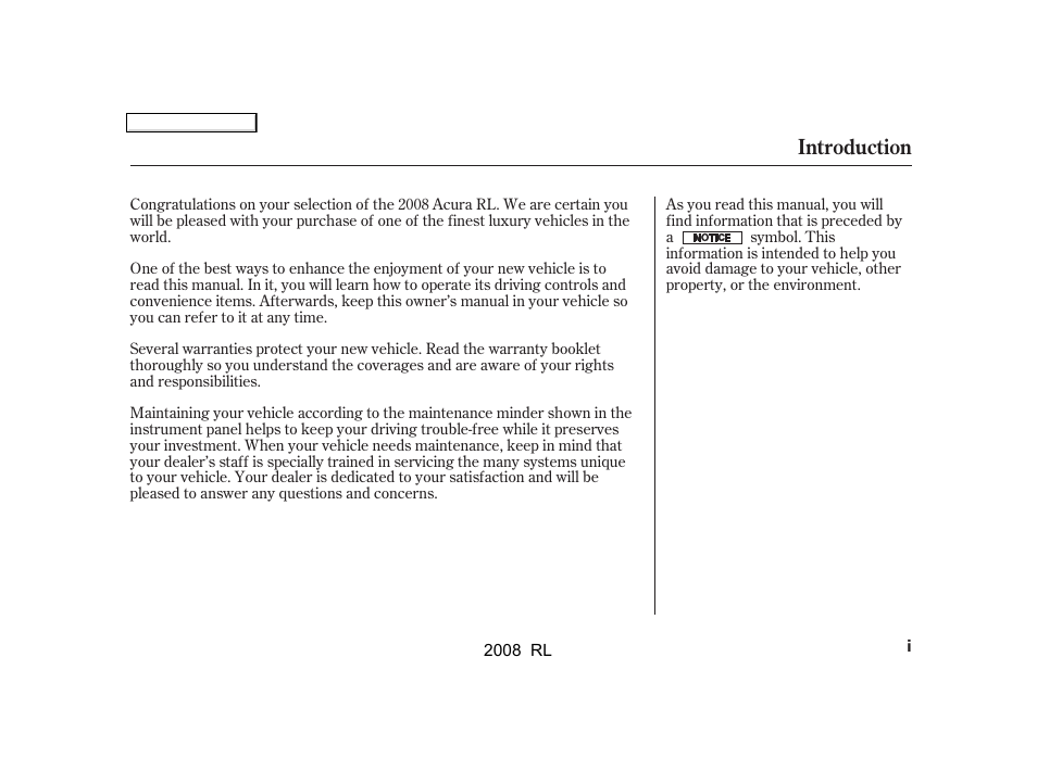 Acura 2008 RL User Manual | 500 pages