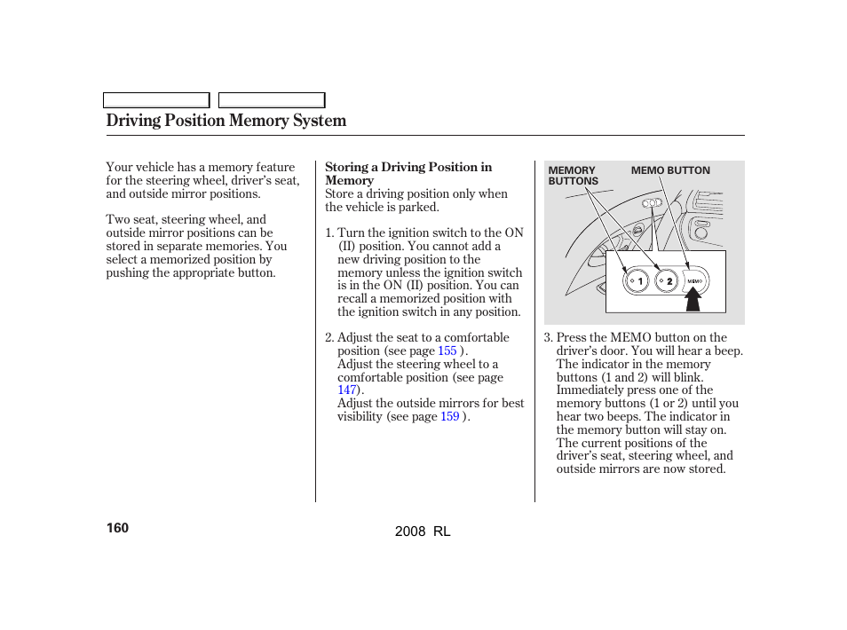 Acura 2008 RL User Manual | Page 163 / 500